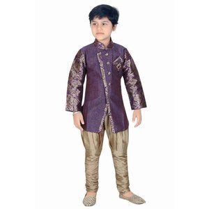 Blue and gold Indo western wear for boys